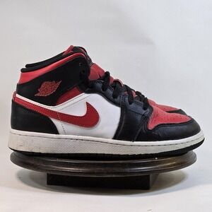 Nike Air Jordan 1 Mid Shoes Youth Size 6Y Retro 554725-079 Bred Toe Sneakers